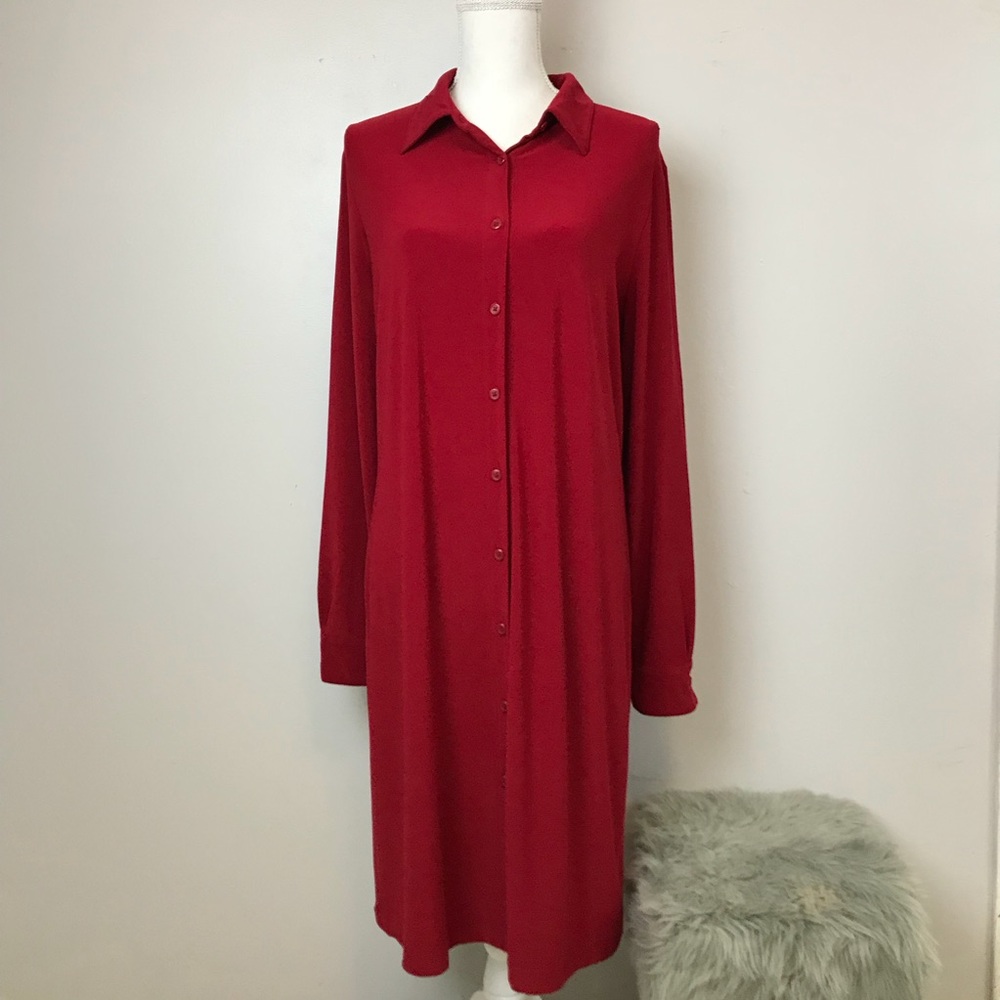Norma Kamali Red Button Down Dress